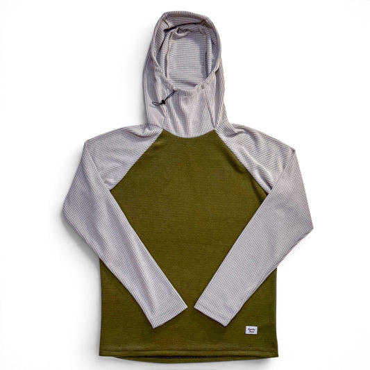 Micro Grid Hoody - Moss/Birch