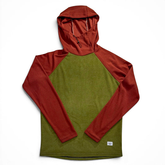 Micro Grid Hoody - Moss/Cherry